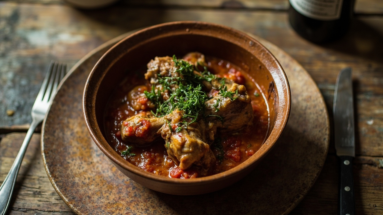 Braised Turkey Shanks with Gremolata and Saffron Vegetables