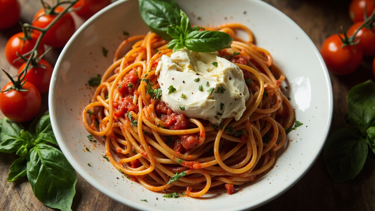 Burrata & Burst Tomato Pasta