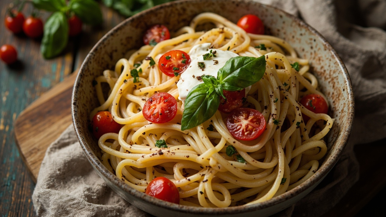 Creamy Burrata & Rustic Tomato Pasta