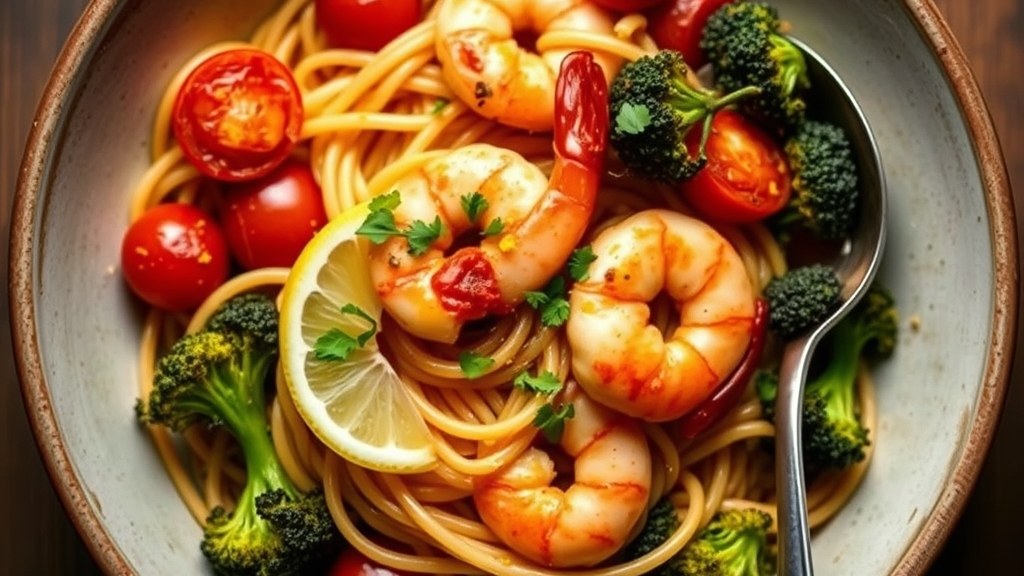 Harissa Prawn Spaghetti with Blistered Tomatoes