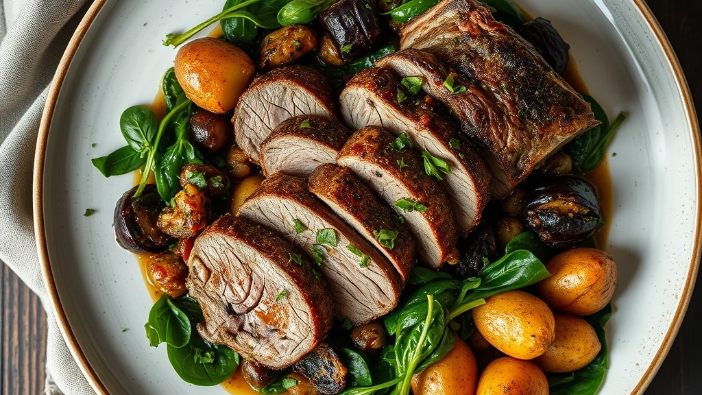 Herb-Roasted Lamb Loin with Smoky Aubergine Caponata