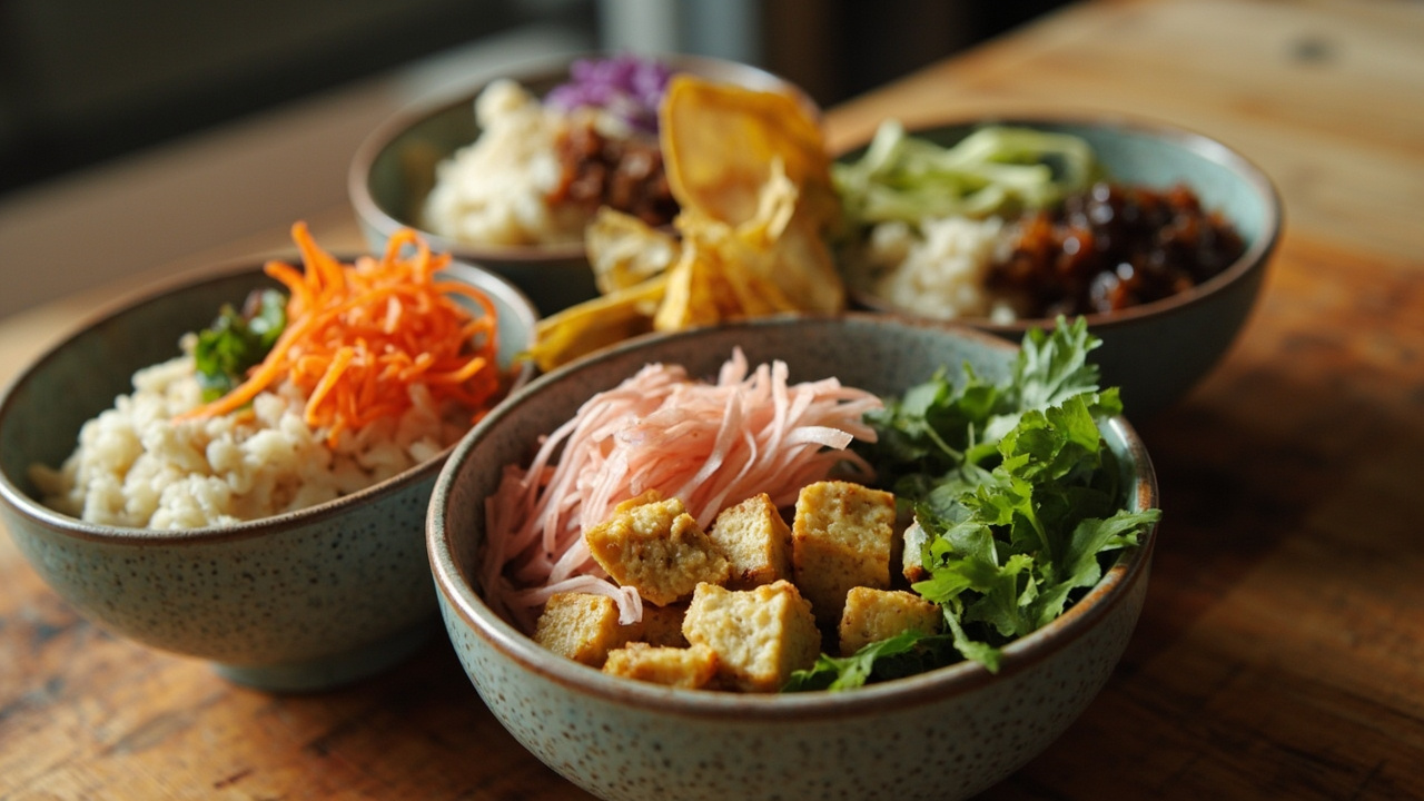 Mediterranean-Inspired Veggie Sushi Bowl with Marinated Tofu and Edamame