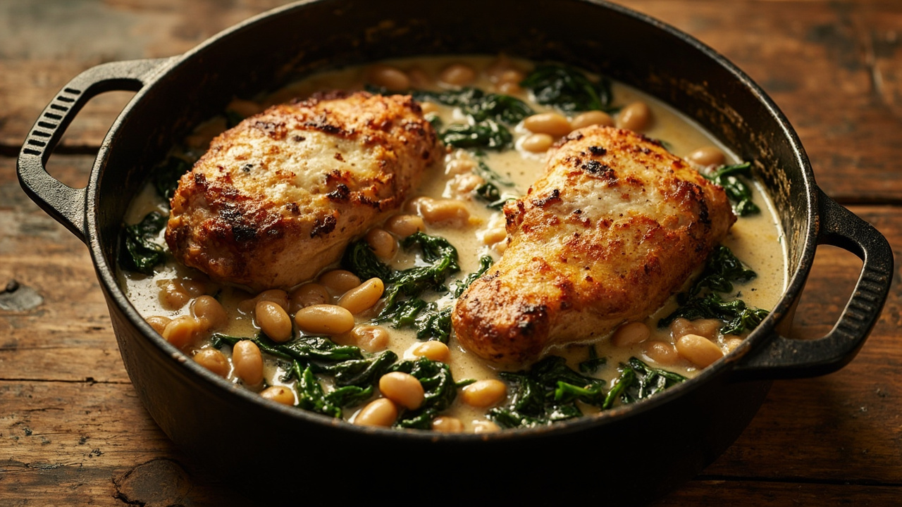 One-Pot Parmesan Chicken with White Beans