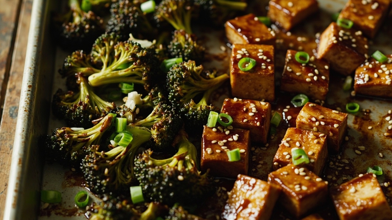 Sheet-Pan Miso-Glazed Tofu with Sesame Broccoli