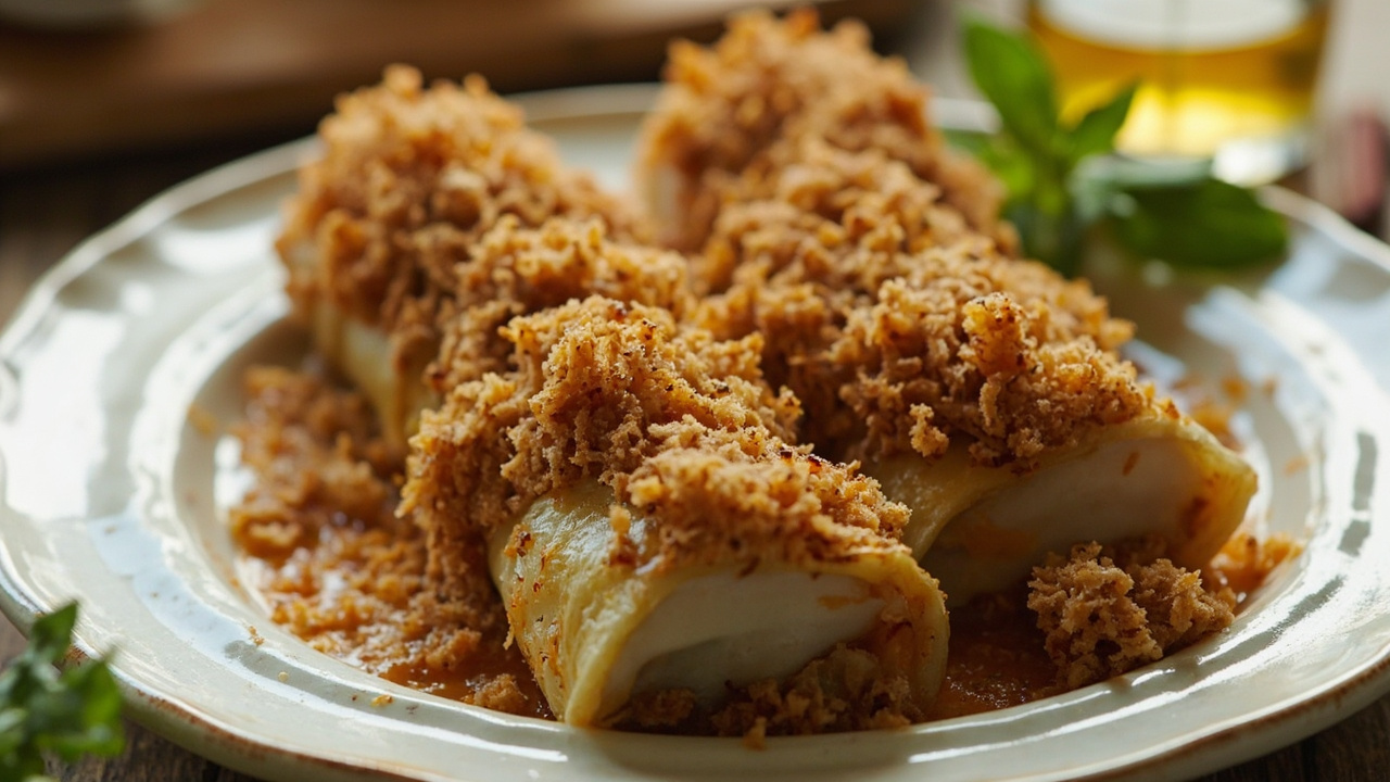 Sicilian Swordfish Rolls with Pine Nuts, Raisins & Crispy Breadcrumbs