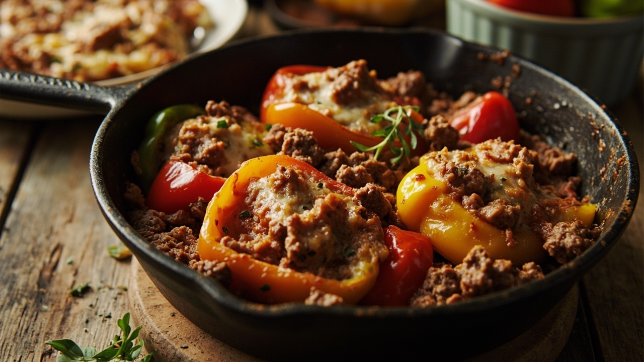 Smoked Paprika Beef Stuffed Pepper Casserole