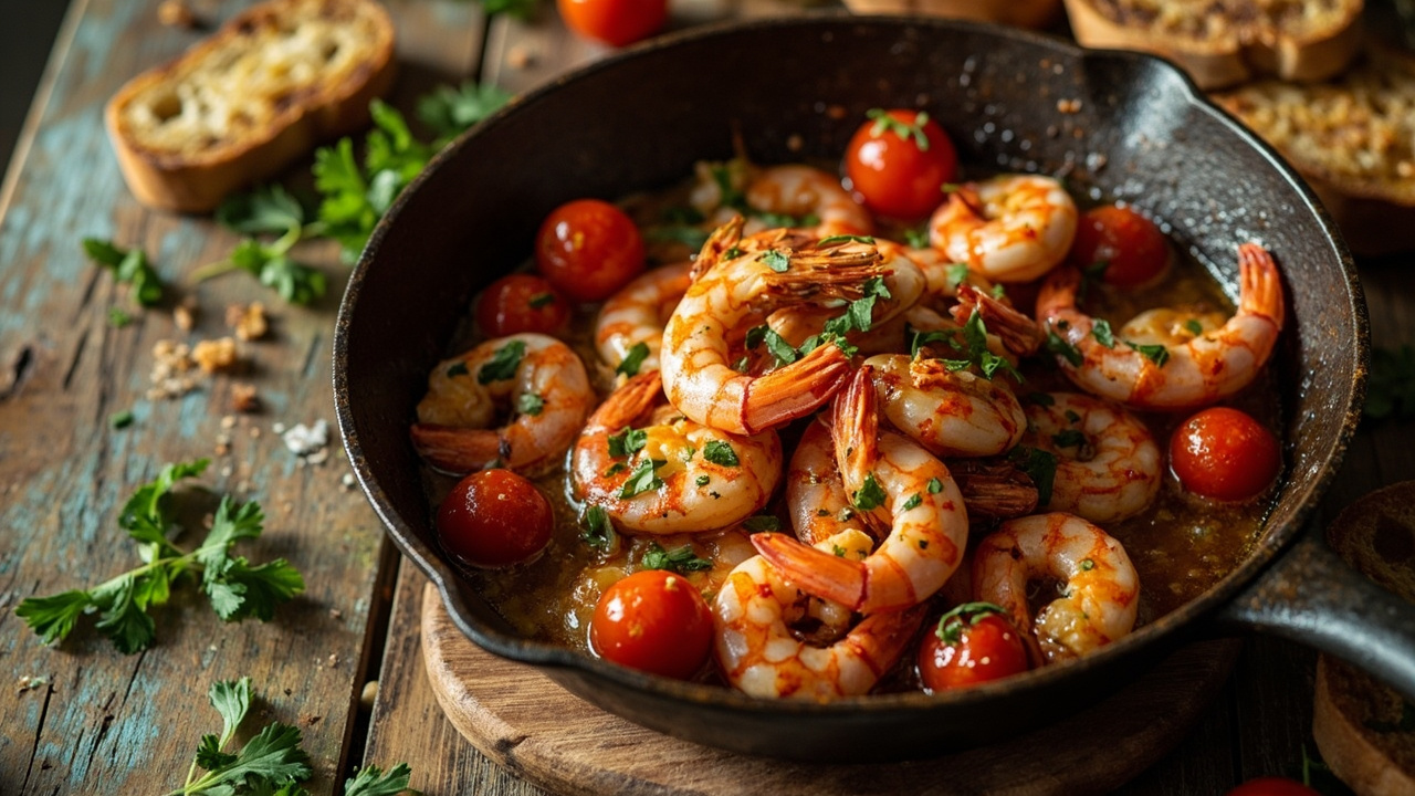 Spanish Garlic Shrimp with Tomatoes (Gambas al Ajillo)