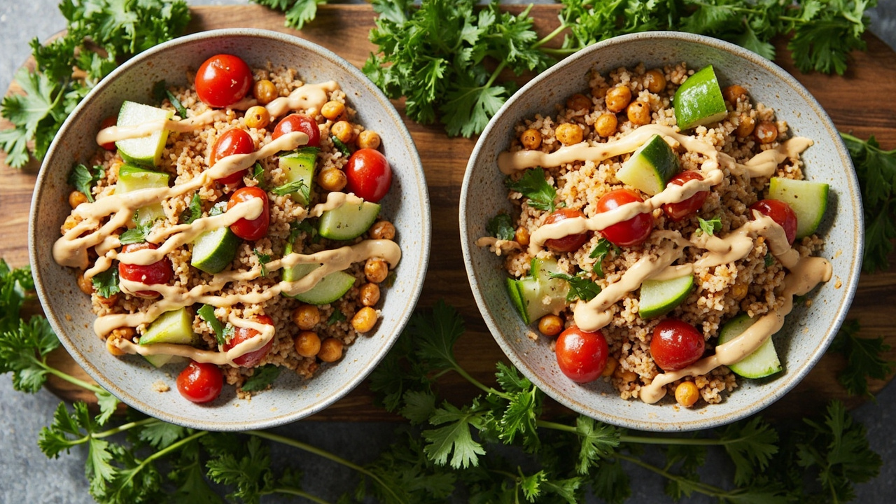 Spiced Chickpea & Fluffy Couscous Bowls with Creamy Tahini