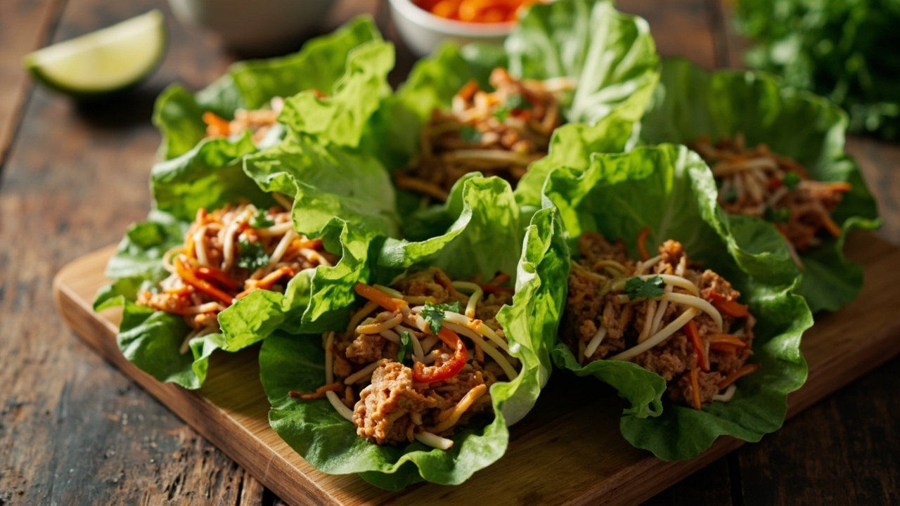 Thai-Style Chicken Lettuce Wraps with Lime and Fresh Herbs
