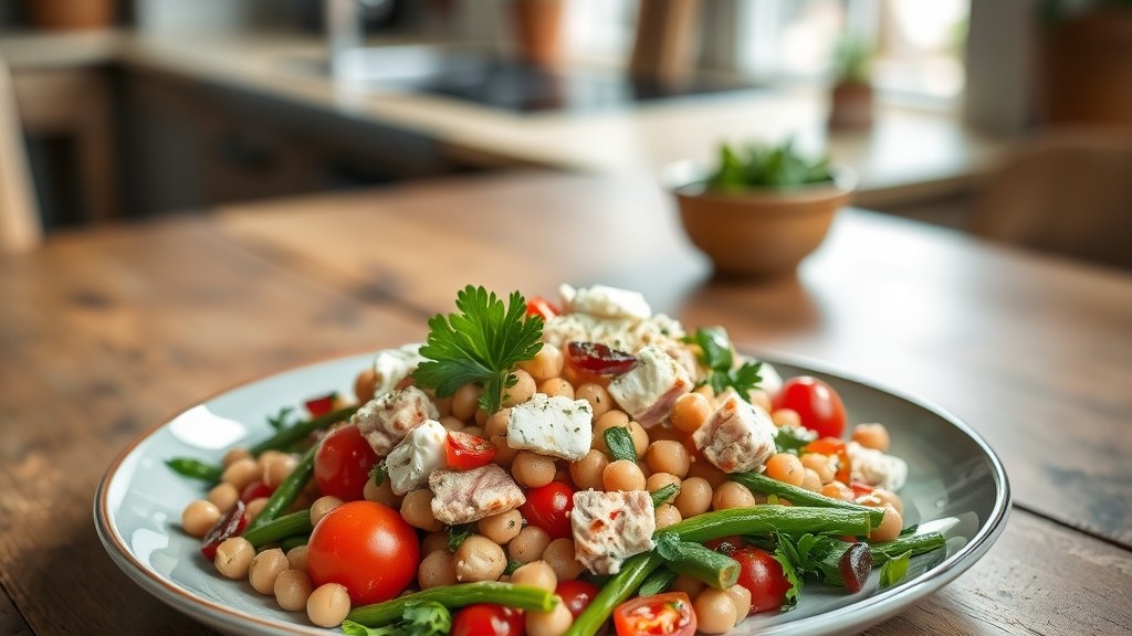 Three-Bean Mediterranean Tuna Salad with Lemon-Dijon Vinaigrette