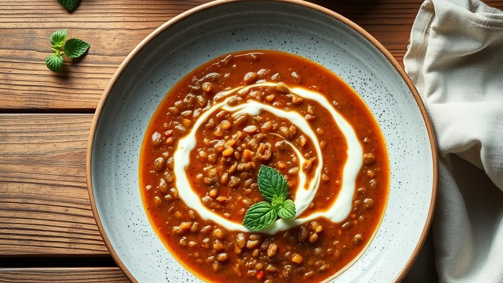 Turkish Red Lentil Soup with Mint & Yogurt Swirl