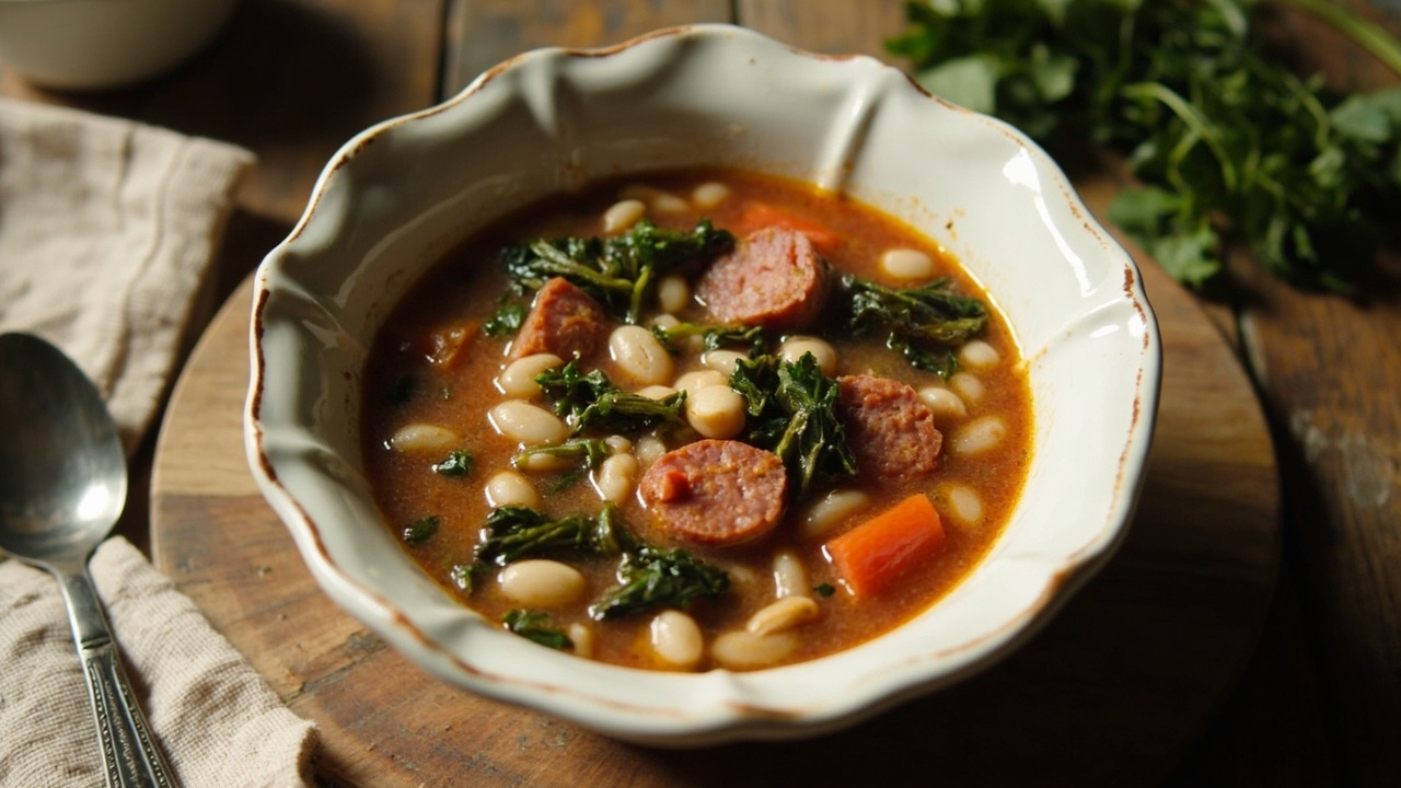 Tuscan White Bean and Kale Soup with Turkey Sausage